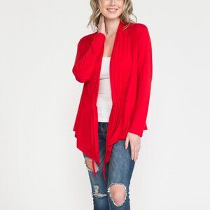 Red rayon spandex light weight cardigan